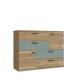 Sideboard >Skive< 4 Schubladen, 2 Türen, in Mauvelle Eiche Dekor / Salbei - 124,9x95,9x41,3cm B/H/T