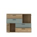 Sideboard >Skive< 4 Schubladen, 2 Türen, in Mauvelle Eiche Dekor / Salbei - 124,9x95,9x41,3cm B/H/T