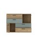 Sideboard >Skive< 4 Schubladen, 2 Türen, in Mauvelle Eiche Dekor / Salbei - 124,9x95,9x41,3cm B/H/T