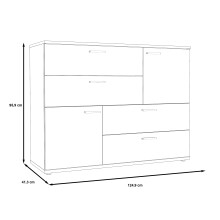 Sideboard >Skive< 4 Schubladen, 2 Türen, in Betonoptik / weiss - 124,9x95,9x41,3cm B/H/T
