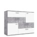 Sideboard >Skive< 4 Schubladen, 2 Türen, in Betonoptik / weiss - 124,9x95,9x41,3cm B/H/T