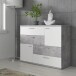 Sideboard >Skive< 4 Schubladen, 2 Türen, in Betonoptik / weiss - 124,9x95,9x41,3cm B/H/T