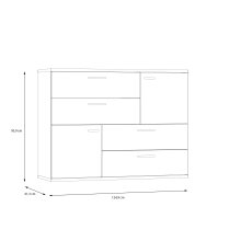 Sideboard >Skive< 4 Schubladen, 2 Türen, in Artisan Eiche Dekor / secret grey - 124,9x95,9x41,3cm B/H/T