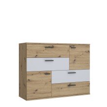 Sideboard >Skive< 4 Schubladen, 2 Türen, in Artisan Eiche Dekor / secret grey - 124,9x95,9x41,3cm B/H/T