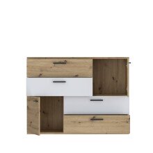 Sideboard >Skive< 4 Schubladen, 2 Türen, in Artisan Eiche Dekor / secret grey - 124,9x95,9x41,3cm B/H/T