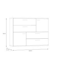 Sideboard >Skive< 4 Schubladen, 2 Türen, in Artisan Eiche Dekor / secret grey - 124,9x95,9x41,3cm B/H/T