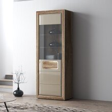 Glasvitrine >TIZANO< LED, in Eiche Antik Dekor /...