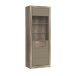 Glasvitrine >TIZANO< LED, in Eiche Antik Dekor / Beige Glanz - 74x203,5x41,3cm (BxHxT)