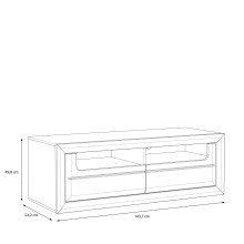 Lowboard >TIZANO< 2 Schübe, Eiche Antik Dekor / Beige Glanz - 143,8x49,7x52,1cm (BxHxT)