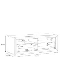 Lowboard >TIZANO< 2 Schübe, Eiche Antik Dekor / Beige Glanz - 143,8x49,7x52,1cm (BxHxT)