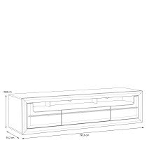 Lowboard >TIZANO< 3 Schübe, Eiche Antik Dekor / Beige Glanz - 193,8x49,7x52,1cm (BxHxT)