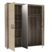 Drehtürenschrank >TIZANO< 3 Türen, Eiche Antik Dekor / Beige Glanz - 203,4x218,9x60,2 (BxHxT)