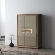 Highboard >TIZANO< LED, in Eiche Antik Dekor /...