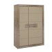 Highboard >TIZANO< LED, in Eiche Antik Dekor / Beige Glanz - 108,8x155,4x41,3cm (BxHxT)