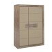 Highboard >TIZANO< LED, in Eiche Antik Dekor / Beige Glanz - 108,8x155,4x41,3cm (BxHxT)