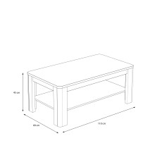 Couchtisch >TIZANO< Ablage, in Eiche Antik Dekor - 110x45x60cm (BxHxT)