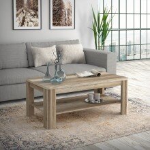 Couchtisch >TIZANO< Ablage, in Eiche Antik Dekor - 110x45x60cm (BxHxT)