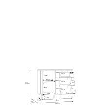 Kommode >FIXSMILE< 3 Schübe, Mauvella Eiche Dekor / Schwarz - 98,3x84,6x41,5cm (BxHxT)