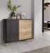 Kommode >FIXSMILE< 3 Schübe, Mauvella Eiche Dekor / Schwarz - 98,3x84,6x41,5cm (BxHxT)
