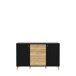 Sideboard >FIXSMILE< 3 Schübe, Mauvella Eiche Dekor / Schwarz - 138x84,6x41,5cm (BxHxT)