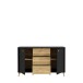 Sideboard >FIXSMILE< 3 Schübe, Mauvella Eiche Dekor / Schwarz - 138x84,6x41,5cm (BxHxT)