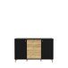 Sideboard >FIXSMILE< 3 Schübe, Mauvella Eiche Dekor / Schwarz - 138x84,6x41,5cm (BxHxT)