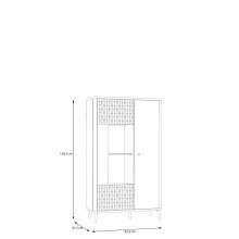 Stauraumvitrine >FIXSMILE< 2 Türen, Mauvella Eiche Dekor / Schwarz - 93,3x158,2x41,5cm (BxHxT)