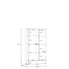 Stauraumvitrine >FIXSMILE< 2 Türen, Mauvella Eiche Dekor / Schwarz - 93,3x158,2x41,5cm (BxHxT)