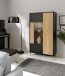 Stauraumvitrine >FIXSMILE< 2 Türen, Mauvella Eiche Dekor / Schwarz - 93,3x158,2x41,5cm (BxHxT)