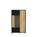 Stauraumvitrine >FIXSMILE< 2 Türen, Mauvella Eiche Dekor / Schwarz - 93,3x158,2x41,5cm (BxHxT)
