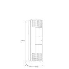 Stauraumvitrine >FIXSMILE< 1 Tür, Mauvella Eiche Dekor / Schwarz - 58,6x196,6x41,5cm (BxHxT)