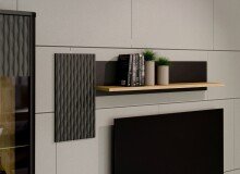 Wandboard >FIXSMILE< in Mauvella Eiche Dekor / Schwarz - 140x60x21,9cm (BxHxT)