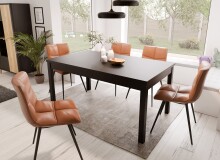 Kulissen-Esstisch >FIXSMILE< ausziehbar bis 207cm, schwarz - 160,4/207x76,6x90cm (BxHxT)