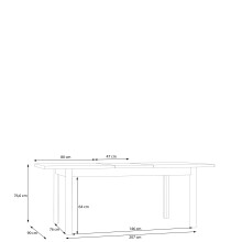 Kulissen-Esstisch >FIXSMILE< ausziehbar bis 207cm, schwarz - 160,4/207x76,6x90cm (BxHxT)