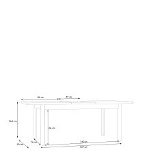 Kulissen-Esstisch >FIXSMILE< ausziehbar bis 207cm, schwarz - 160,4/207x76,6x90cm (BxHxT)