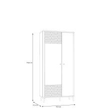 Garderobenschrank >FIXSMILE< 2 Türen, Mauvella Eiche Dekor / Schwarz - 93,3x196,6x41,5cm (BxHxT)
