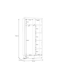 Garderobenschrank >FIXSMILE< 2 Türen, Mauvella Eiche Dekor / Schwarz - 93,3x196,6x41,5cm (BxHxT)