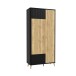 Garderobenschrank >FIXSMILE< 2 Türen, Mauvella Eiche Dekor / Schwarz - 93,3x196,6x41,5cm (BxHxT)