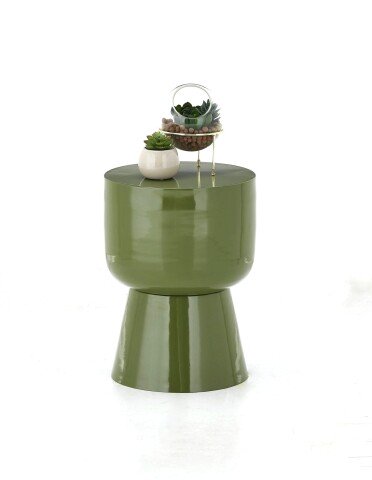 Beistelltisch >1164< Stilvoller, robuster Metalltisch in modernem Grün - 44x34cm (HxD)