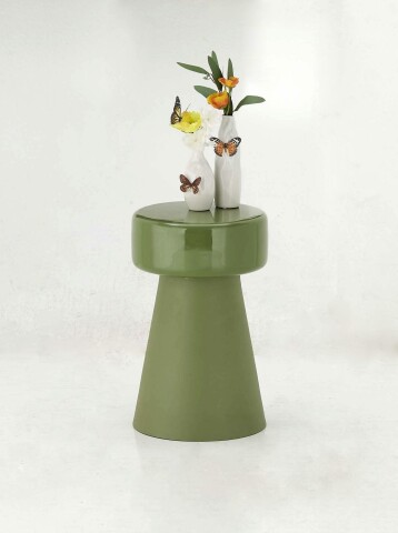 Beistelltisch >1165< in Grün, Eisen - 47x30cm (HxD)