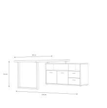 Eckschreibtisch >GOLDSBORO< 2 Schübe, 2 Türen, Artisan Eiche Dekor - 124,2x74,3x181cm (BxHxT)
