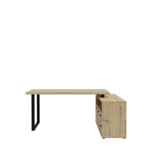 Eckschreibtisch >GOLDSBORO< 2 Schübe, 2 Türen, Artisan Eiche Dekor - 124,2x74,3x181cm (BxHxT)
