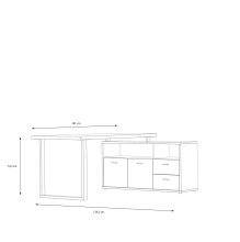 Eckschreibtisch >GOLDSBORO< 2 Schübe, 2 Türen, Artisan Eiche Dekor - 124,2x74,3x181cm (BxHxT)