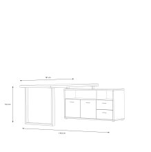 Eckschreibtisch >GOLDSBORO< 2 Schübe, 2 Türen, Artisan Eiche Dekor - 124,2x74,3x181cm (BxHxT)
