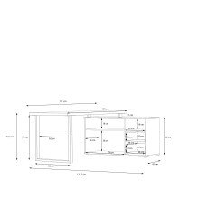 Eckschreibtisch >GOLDSBORO< 2 Schübe, 2 Türen, Artisan Eiche Dekor - 124,2x74,3x181cm (BxHxT)
