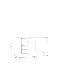 Schreibtisch >GOLDSBORO< 4 Schübe, 1 Tür, Artisan Eiche Dekor - 145,2x75,3x60cm (BxHxT)