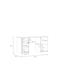 Schreibtisch >GOLDSBORO< 4 Schübe, 1 Tür, Artisan Eiche Dekor - 145,2x75,3x60cm (BxHxT)