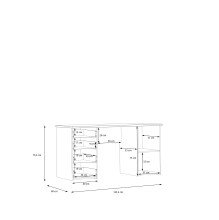 Schreibtisch >GOLDSBORO< 4 Schübe, 1 Tür, Artisan Eiche Dekor - 145,2x75,3x60cm (BxHxT)