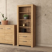 Regal >HAVANNA< 2 Schubladen, in Alteiche Dekor - 77x185,3x42,2cm (BxHxT)