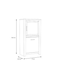Stauraumvitrine >HAVANNA< 2 Türen, Alteiche Dekor - 77x143,7x42,2cm (BxHxT)